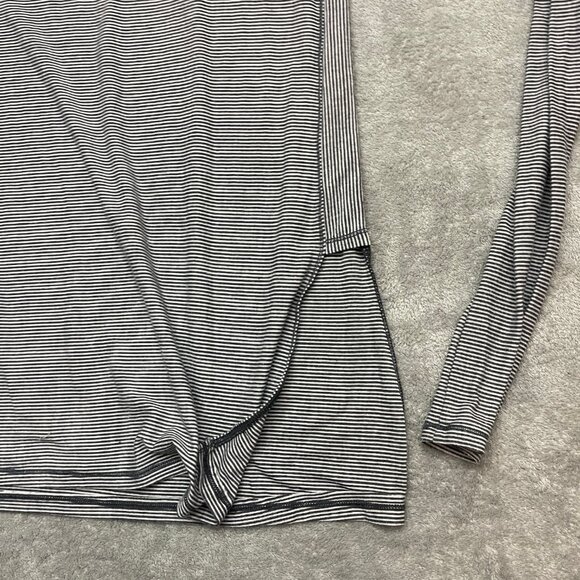 Lululemon Long Sleeve Top Womens Small Pullover Split Hem Gray Striped - Picture 2 of 7
